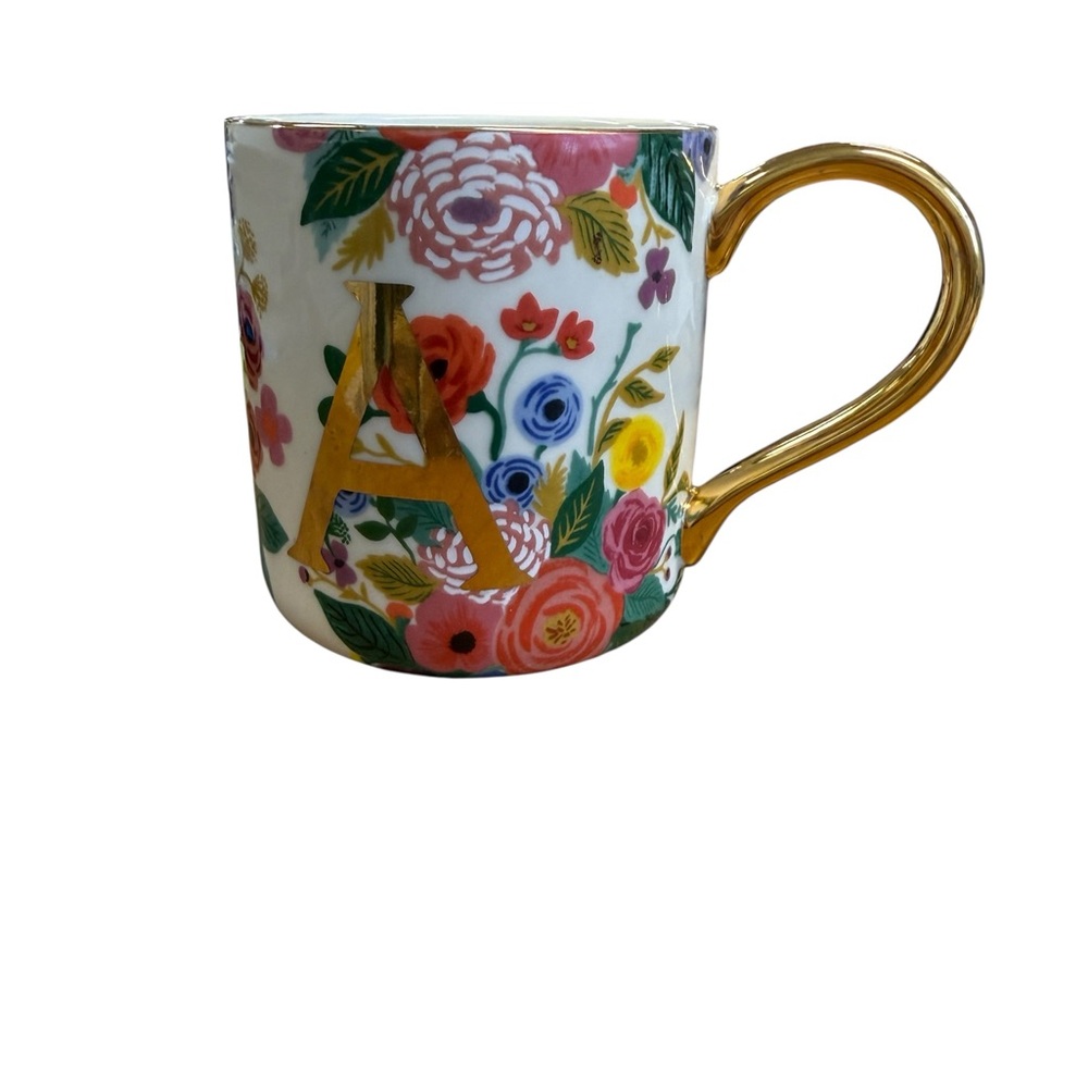 Rifle Paper Co Anthropologie Floral Monogram Mug A Gold Handle‎